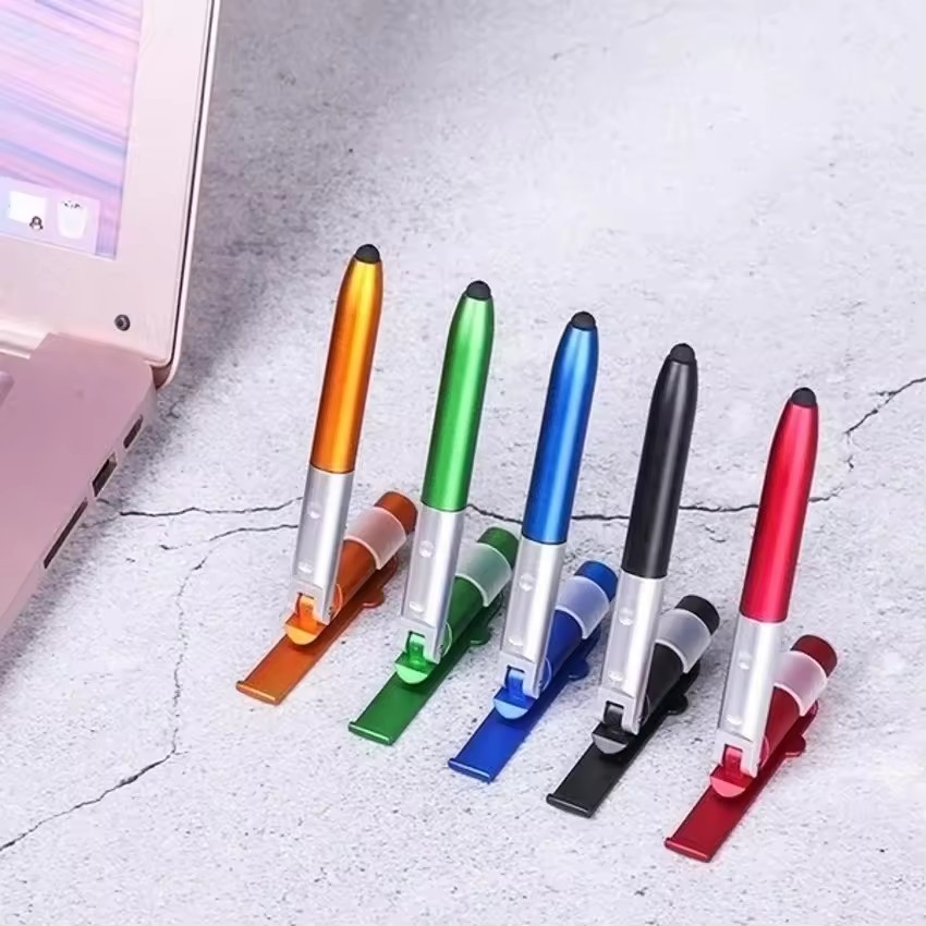 Writing Tools - 4つの機能が1つになった多機能ボールペン。LEDライト、折りたたみ式のスマホスタンド、夜間読書・筆記用。オフィス、学校、学生に最適。