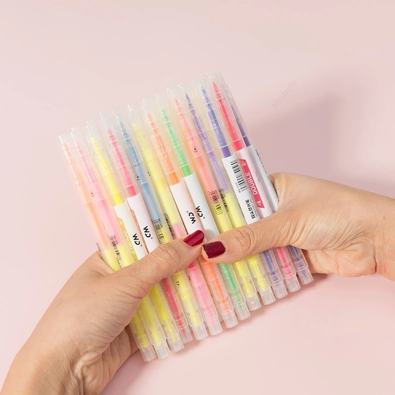 学校用パステルカラー蛍光ペン、ダブルヘッド、ユニークなウィン - Pastel Highlighter Set Double Ended のレビューと価格