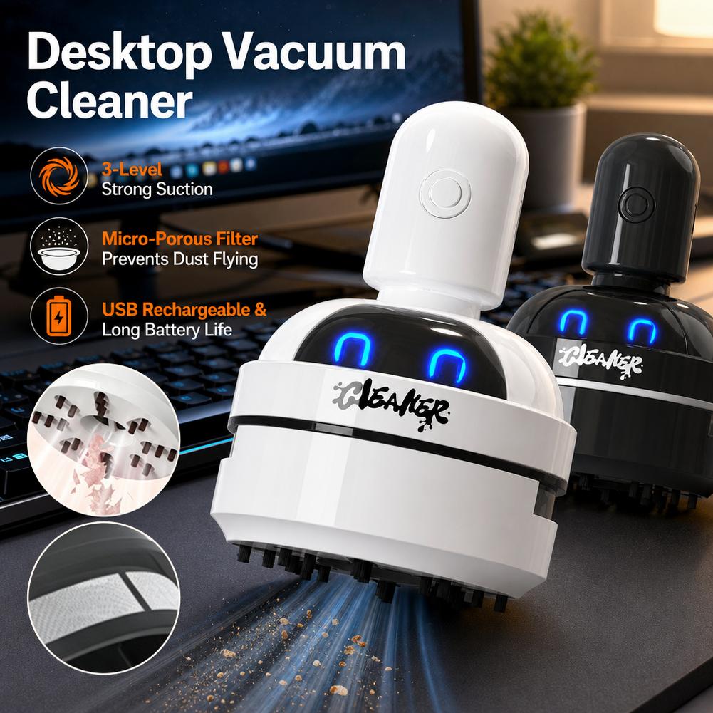 卓上用掃除機、USB充電式、3段階の吸引力調整、小型で可愛ら - Mini Desktop Vacuum Cleaner For Eraser Dust のレビューと価格